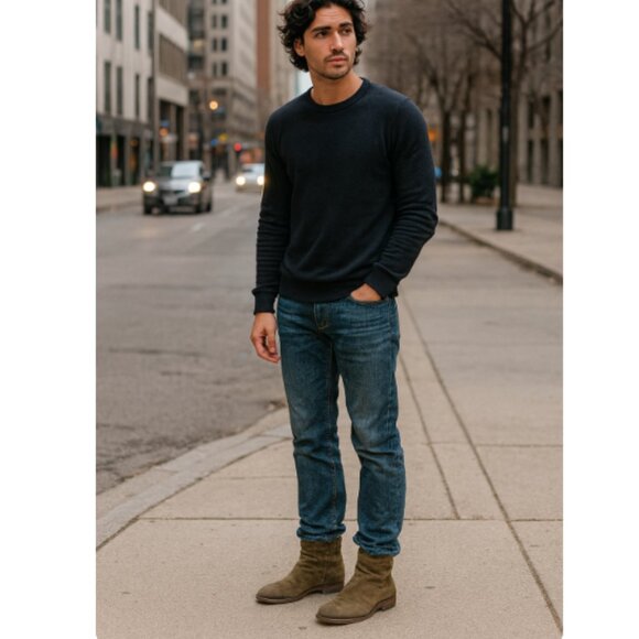 $698 John Varvatos Collection Morrison Sharpei Leather Boots Brown Khaki size 7 - Picture 2 of 11